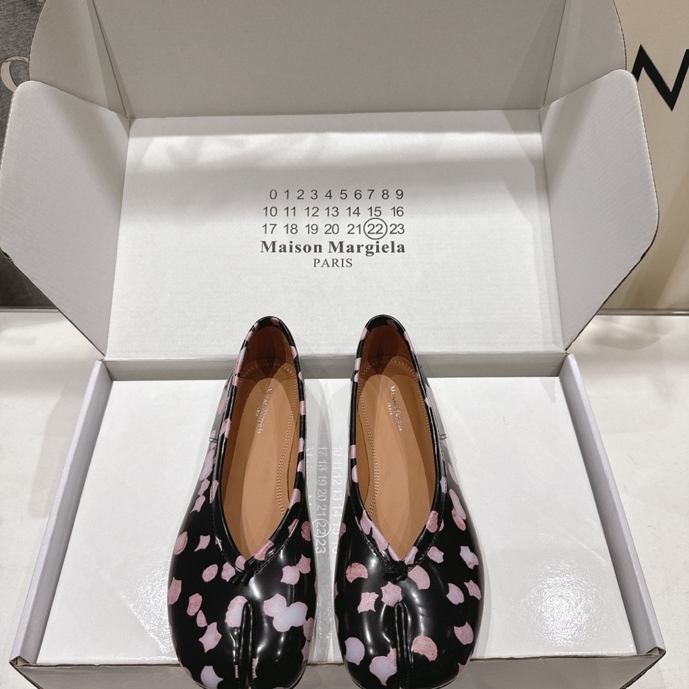 Maison Martin Margiela Black & Pink Printed Leather Ballet Flats